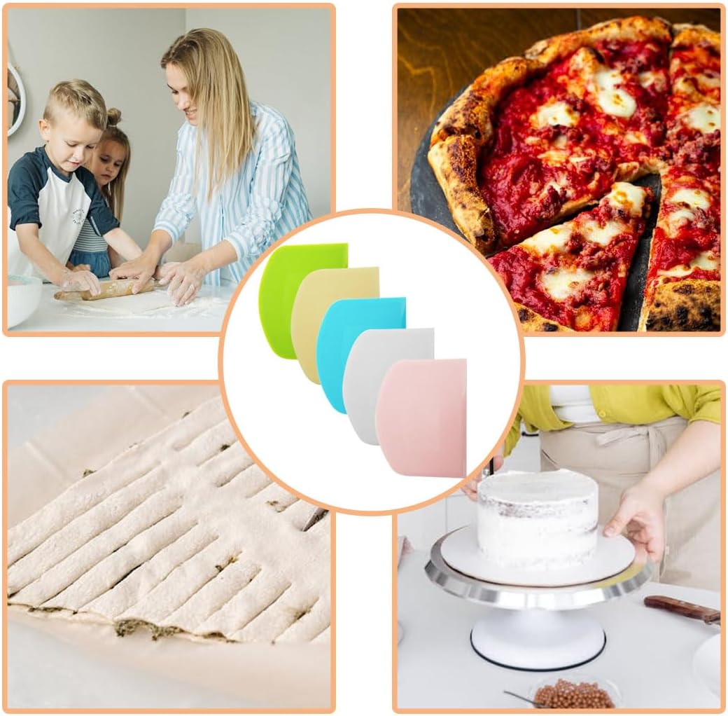 5 Pack Plastic dough scraper, flexible scraper