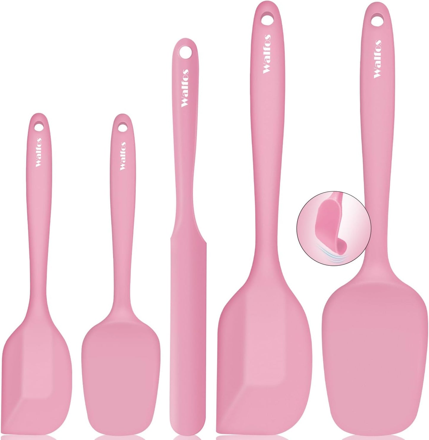Walfos 600°F High Heat Resistant Silicone Spatula Set of 5- Food Grade Rubber Spatula Set for Baking Cooking & Mixing - BPA Free, Non Stick and Dishwasher Safe,black