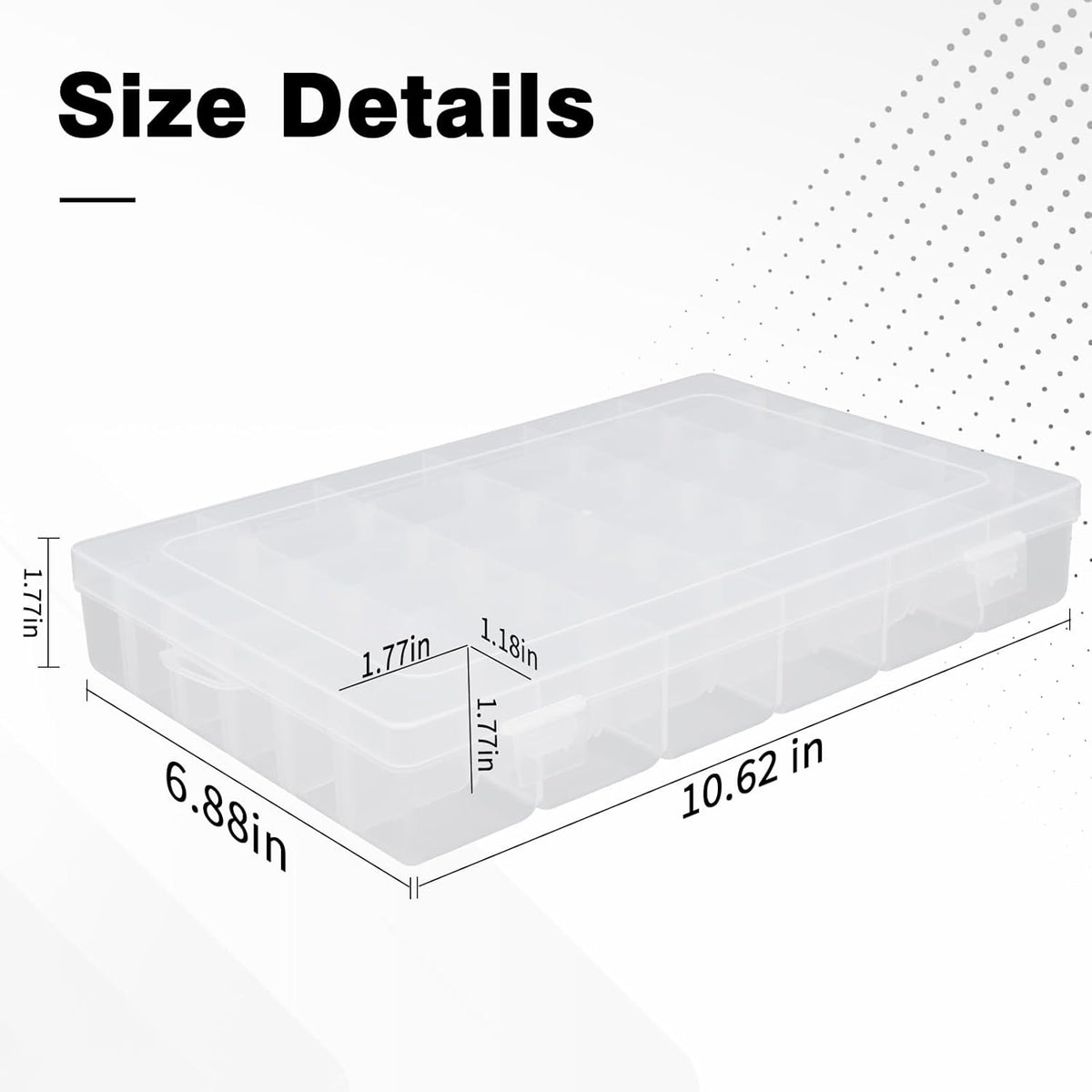 OALCQ 24 Grids Plastic Organizer Box With Dividers Clear Craft Storage Bead Organizer Box Earring Travel Pill Jewelry Organizers Storage Boxes Screw Seed Small Parts Hair Tie