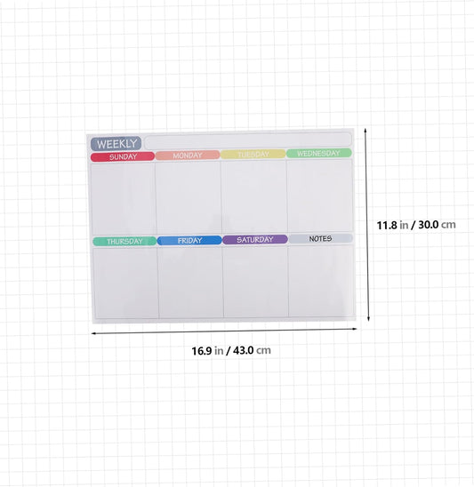 Holibanna 1set Magnetic Fridge Note Board Dry Erase Weekly Meal Planner Schedule Sticker for Organization Reusable Stain for Healthy Meal Tracking and Grocery Lists