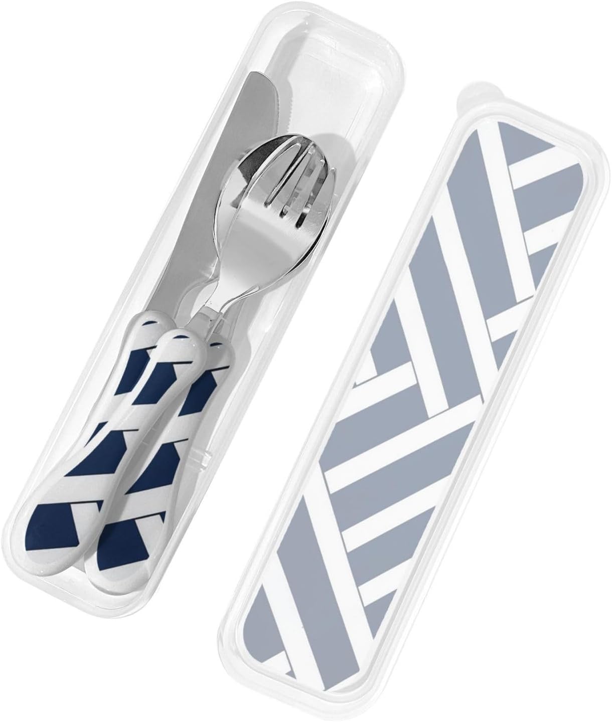 3-Piece Kids Silverware Set With Storage Case, Stainless Steel Reusable Children Safe Knife Spoon Fork Set Blue Active Girl Running Sunset Children Flatware Set For Kids Lunch Box - Colors C