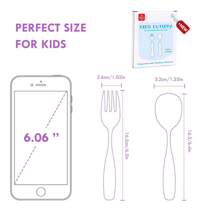 Lehoo Castle 6 Pieces Toddler Utensils, Kids Silverware for 2 3 4 Years Old, Stainless Steel Fork and Spoon Set with Plastic Handle, Safe Toddler Cutlery (Dinosaur)
