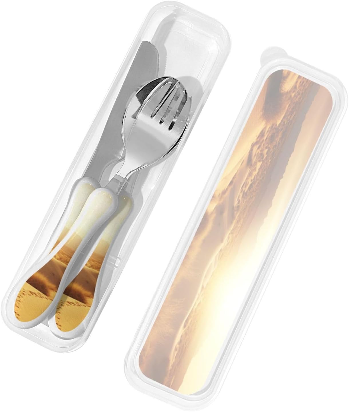 3-Piece Kids Silverware Set With Storage Case, Stainless Steel Reusable Children Safe Knife Spoon Fork Set Cute Kittens Children Flatware Set For Kids Lunch Box