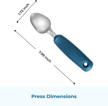 OOU Garlic Press, Stainless Steel Garlic Mincer with Premium Zinc Alloy Construction, Easy-Squeeze Ergonomic TPE Non-Slip Grip Handles, Reverse Cleaning Bumps and Dishwasher Safe Design, Blue