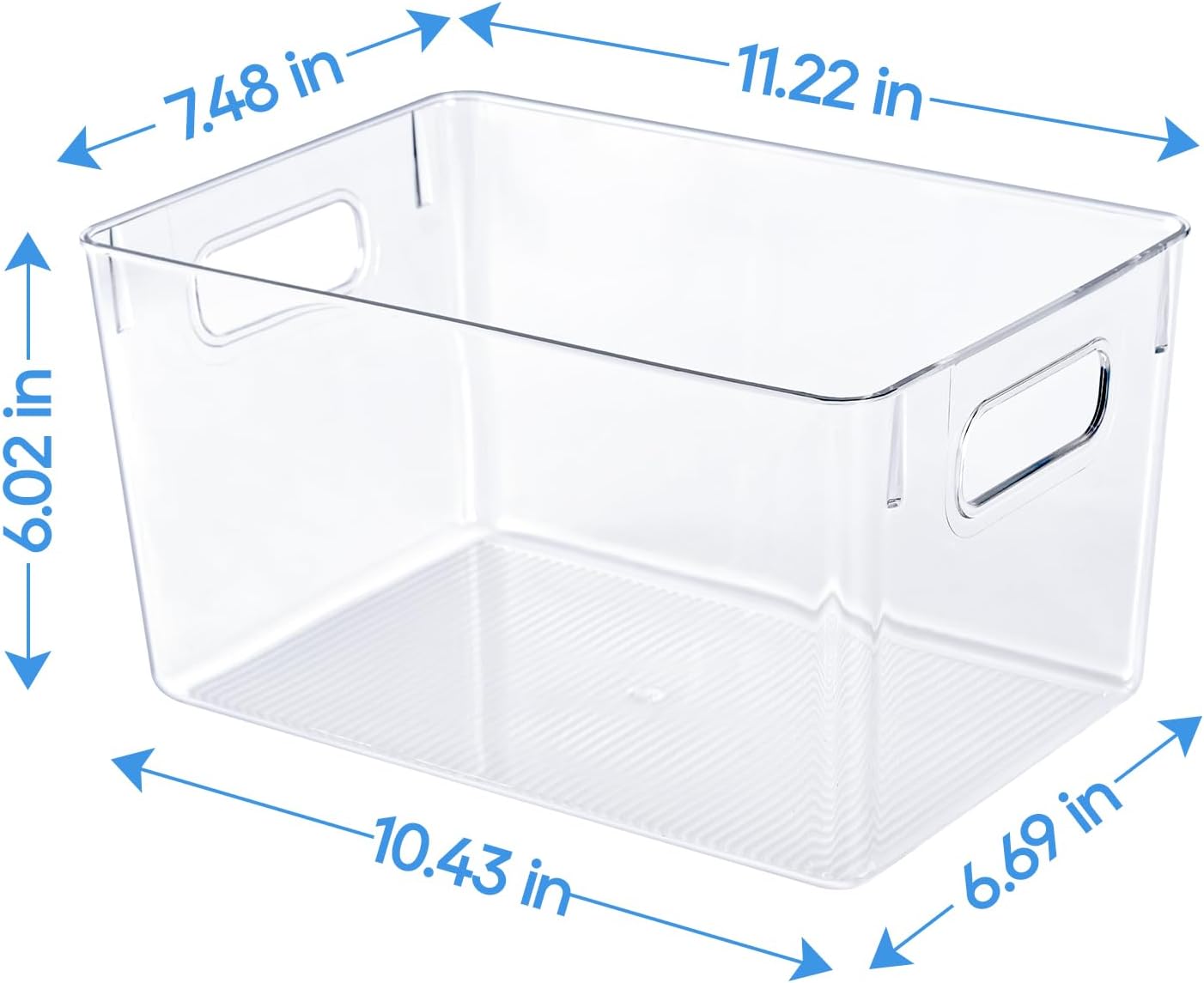 JollyPack 8 Pack Clear Plastic Storage Bins, Pantry Organizers and Storage with Handles, Clear Storage Containers for Fridge, Kitchen, Cabinet, Bathroom and Office