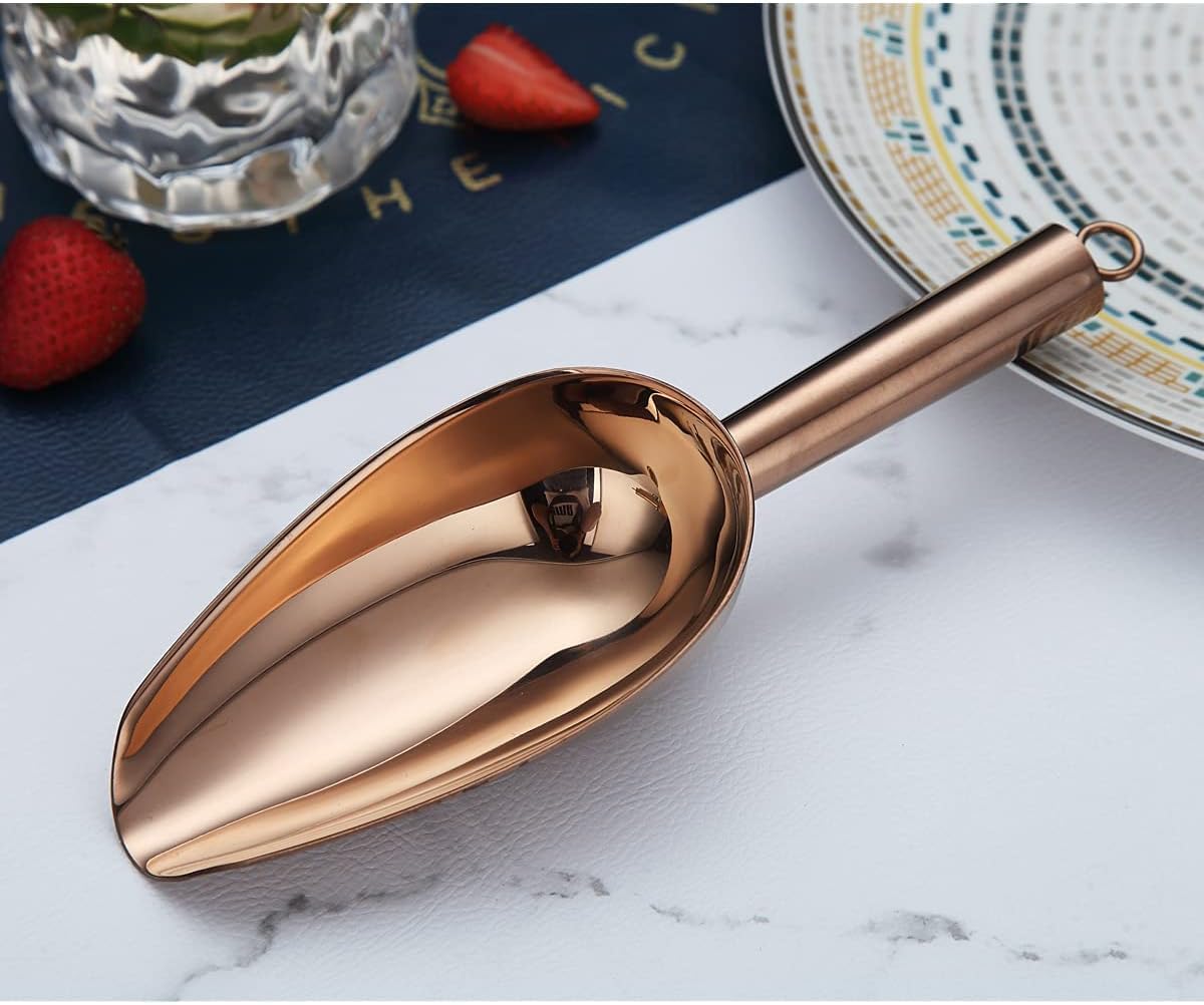 Berglander Stainless Steel Ice Scoop 6 OZ, Metal Ice Scooper For Ice Maker, Multipurpose For Candy Kitchen Bar Party Wedding Pet Animal Dog Food Scoop Beach Shovel (Silver)