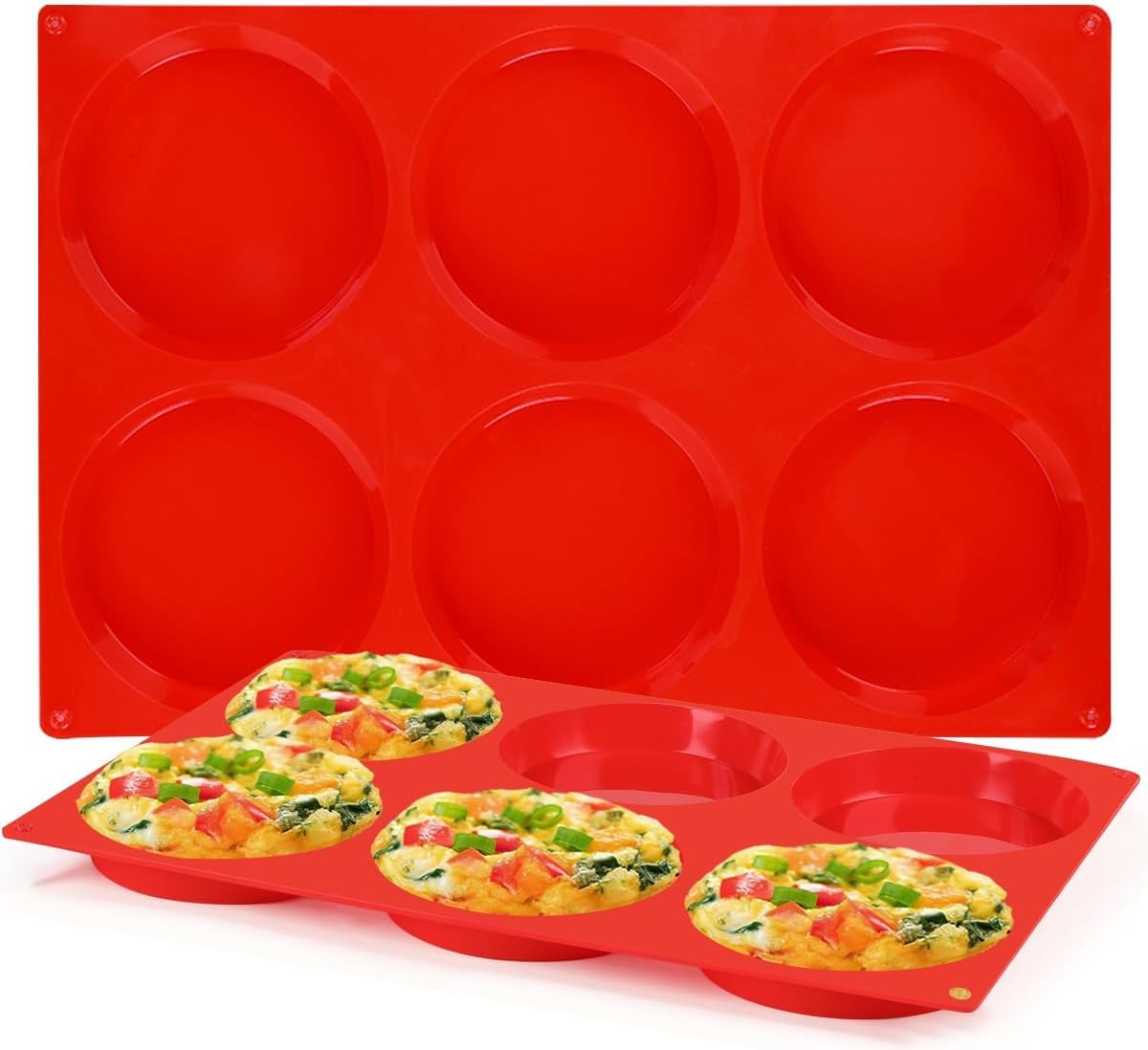 CAKETIME Muffin Top Pan, Silicone Egg Molds for Breakfast Sandwiches 3 Inch Round Baking Pan for Oven English Muffins, Whoopie Pies, Corn Bread, Egg bites, Tarts 3 Pack Confetti