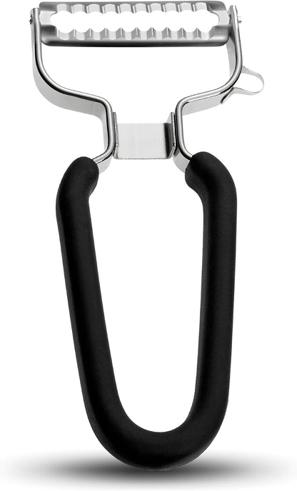 Lurch Germany Julienne Vegetable Y Peeler 5.1 x 2.3 Inches / 13 cm x 6 cm | Stainless Steel Cutter & Slicer for Carrot, Potato & Apple | Veggie Zoodles Maker | Non-slip Comfortable Handle - Black