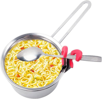 3Pcs Stainless Steel Pot Clip Spoon Holder for Kitchen Cooking