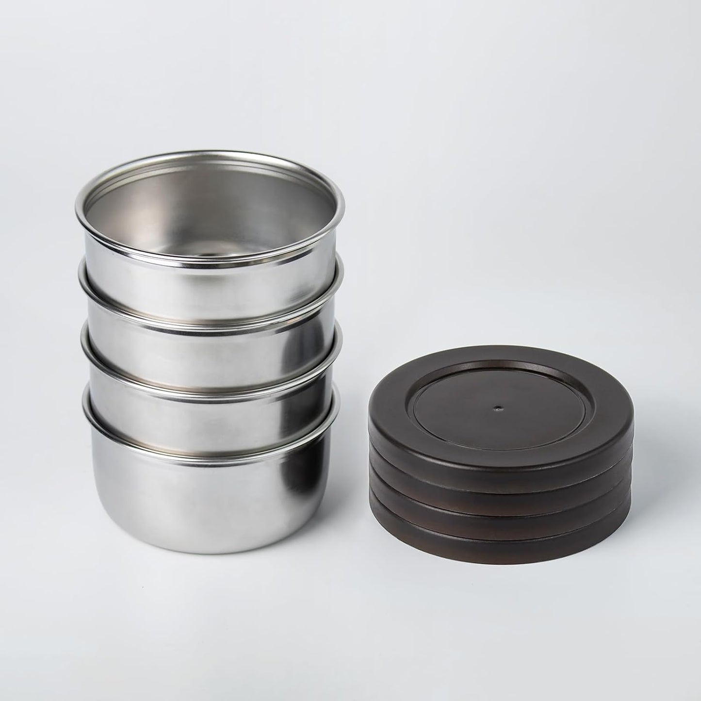 8.5 oz Stainless Steel Lidded Bowls, 4 Pack Unbreakable Small bowls with BPA-free Plastic Lids for Meal Prep, Cooking, Snacks, Leftovers