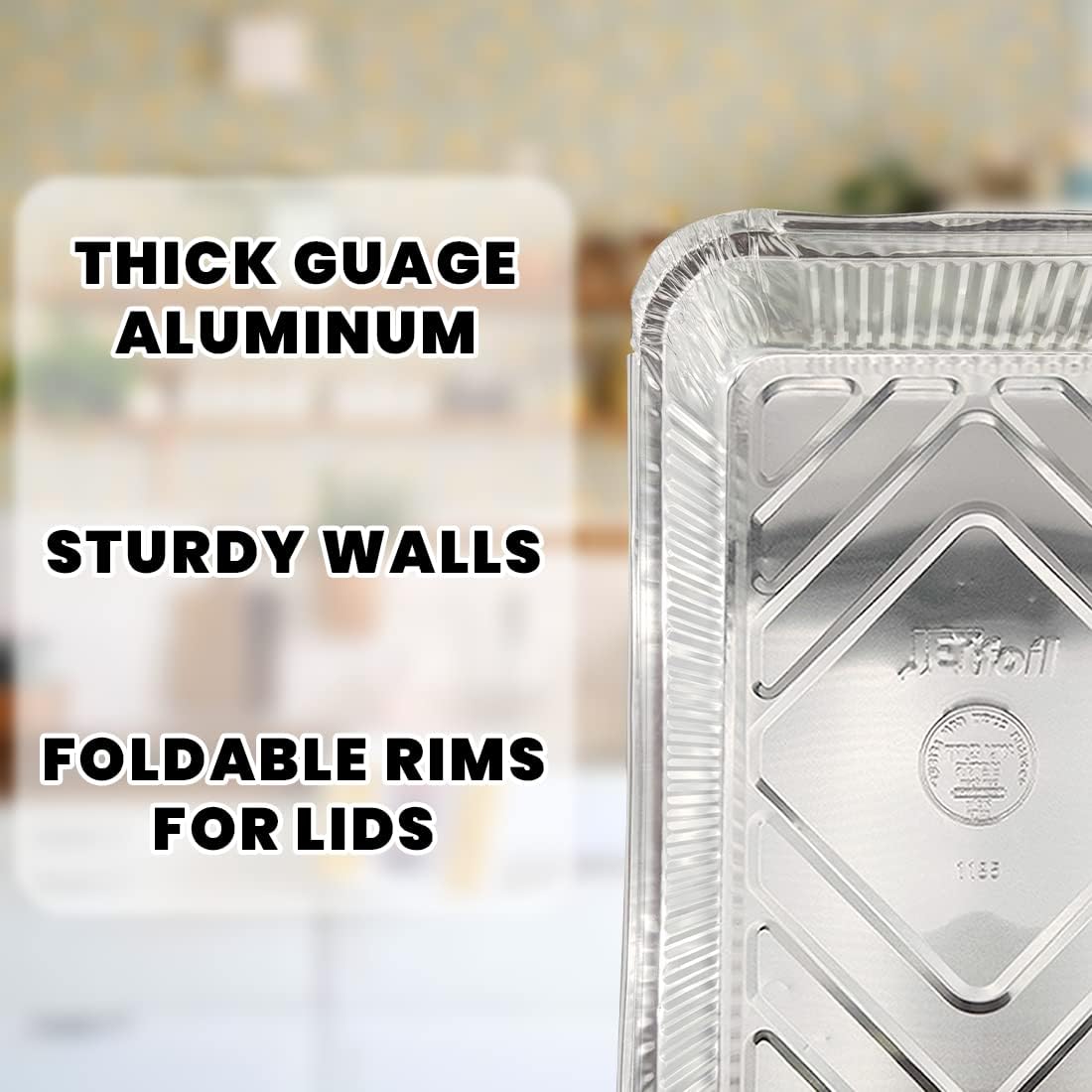 PARTY BARGAINS 4 lb Aluminum Pans with Board Lids, 50 Pack – 12 x 8 in Disposable Foil Roasting & Steam Table Pans for Catering, Takeout, Meal Prep, Oven Safe up to 240°C