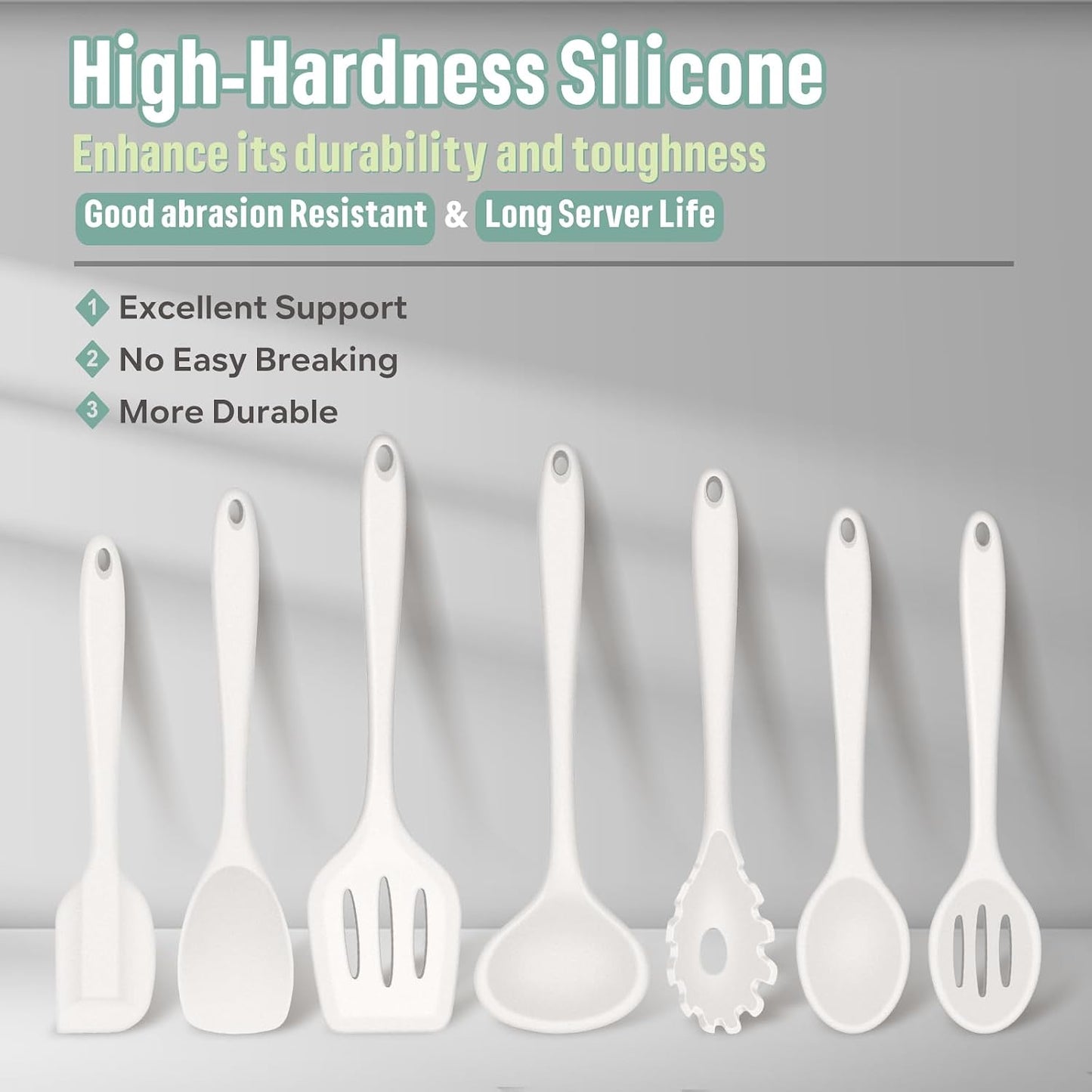 E-far Silicone Cooking Utensils Set, 7-Piece Black Heat Resistant Kitchen Utensils Set, Kitchen Nonstick Tools Spatula Ladle Spoon Pasta Server for Non-stick Cookware, Non-Toxic & Dishwasher safe