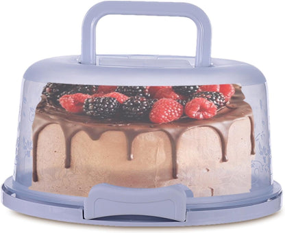 Cake Container, Round Cake Containers for 10 Inch Cakes, Portable Cakes Carrier with Lid and Handle, Dustproof Cupcake Holder, for Transport Pies Nuts Fruit Pie Muffin Pizza Desserts
