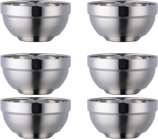 Stainless Steel Bowl Set: 500 ml Cereal Bowl, Set of 10 with Gift Box Included. Double Walled Insulated & Dishwasher Safe, Durable Deep Soup Bowl, Suitable for Home Kitchen & Child (Silver)