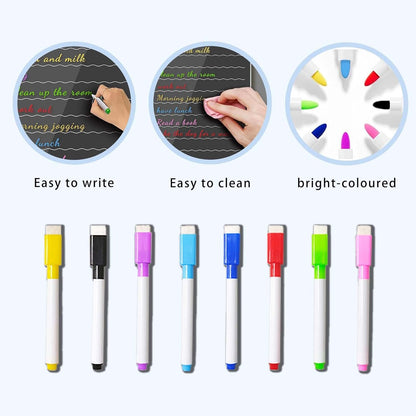 4Pcs Fridge Calendar Set, Clear Magnetic Dry Erase Daily, Weekly, Monthly Planners & Menu Board, w/ 2 Packs of 8 Markers