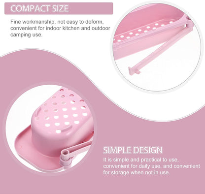 GALPADA Expandable over Sink Colander Strainer Basket, Pink Kitchen Sink Basket with Fine Mesh, Multifunctional Vegetable Washing and Dish Dry Rack for Food Drainage and Storage
