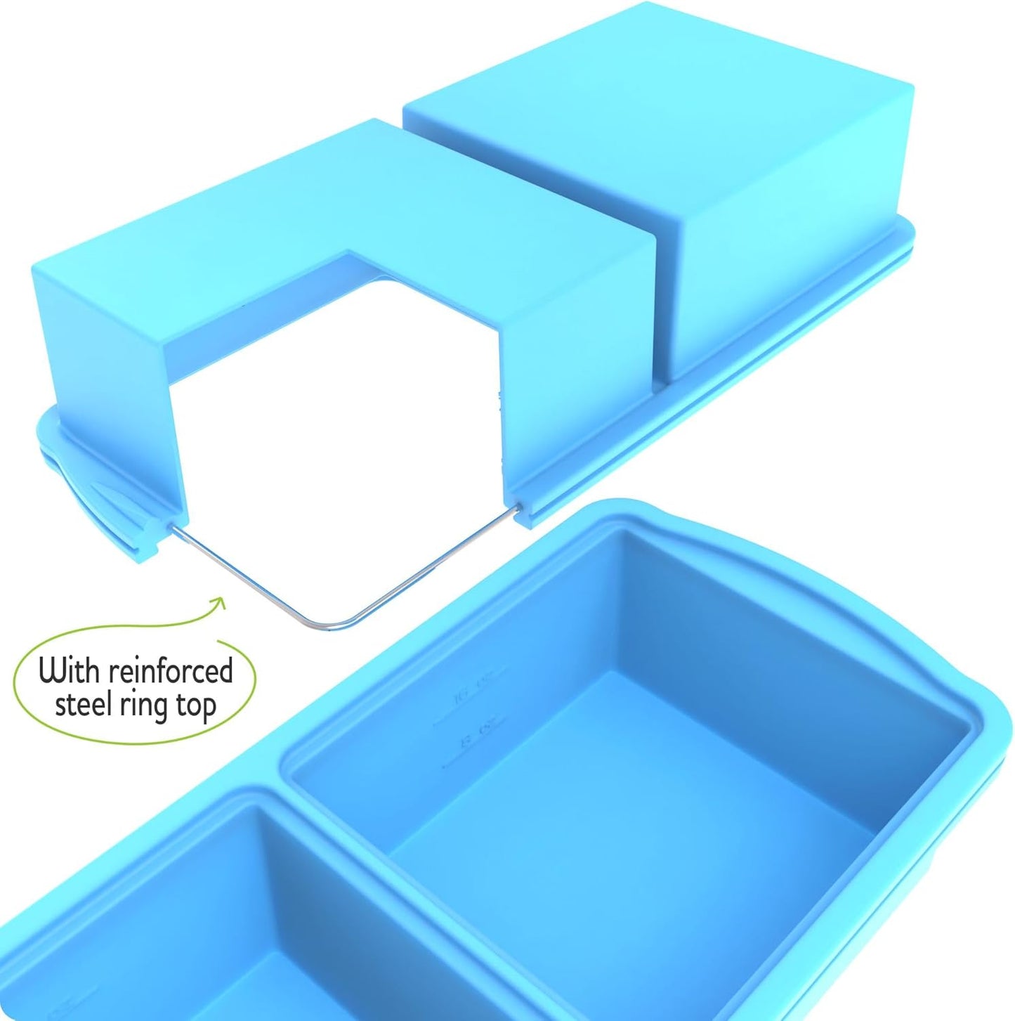ZIP STANDING Silicone Freezer Trays with Lid,1-cup Soup Freezer Container large Ice Cube Molds with Reinforced Steel Ring Top for freezing Soup Sauce Broth Leftovers oven Dishwasher -Safe(2-Pack)