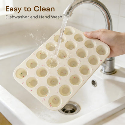 Silicone Muffin Pans for Baking Nonstick 2 Pcs, 12 Cup Regular Cupcake Pan, Food-Grade Silicone Baking Molds for Cupcakes, Egg Bites, Freezer, White