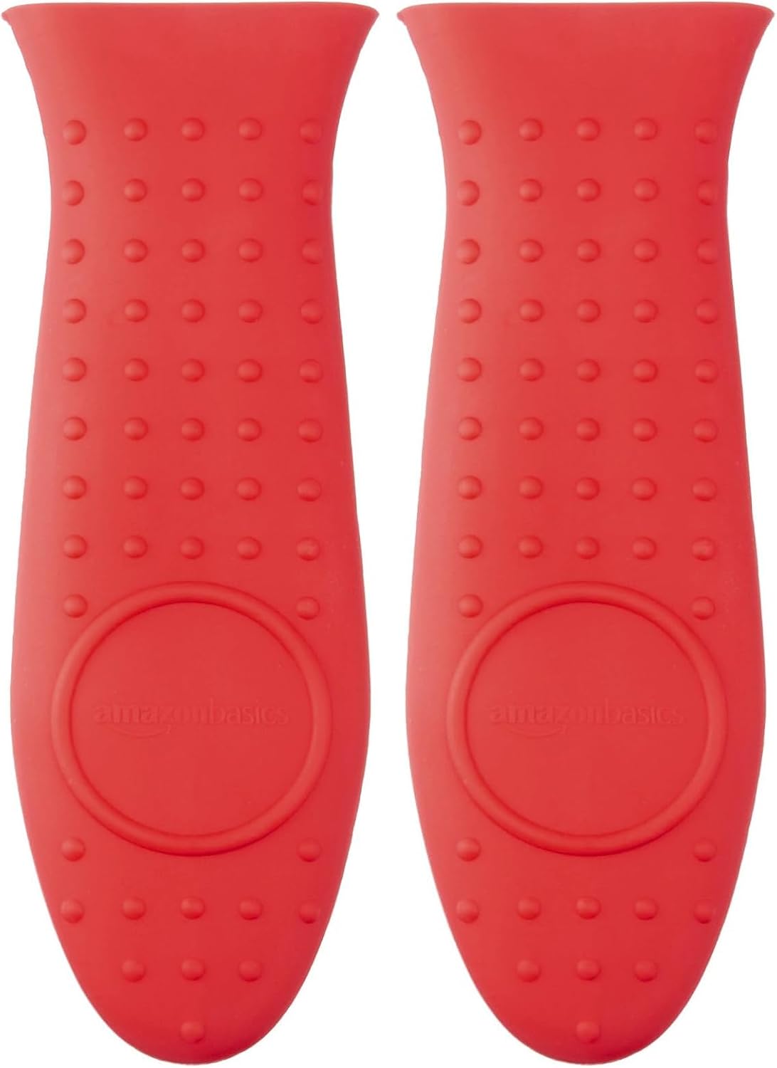 Amazon Basics Heat Resistant Non-Slip Silicone Hot Handle Holder, Rectangular Pot Handle Cover for Kitchen, Insulating Protection, Red, 5.6"L x 1.9"W