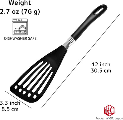 Left Handed Fish Spatula Stainless Steel Egg Flipper 12” | Fish Turner Spatula Slotted Turner Utensils Seki Japan