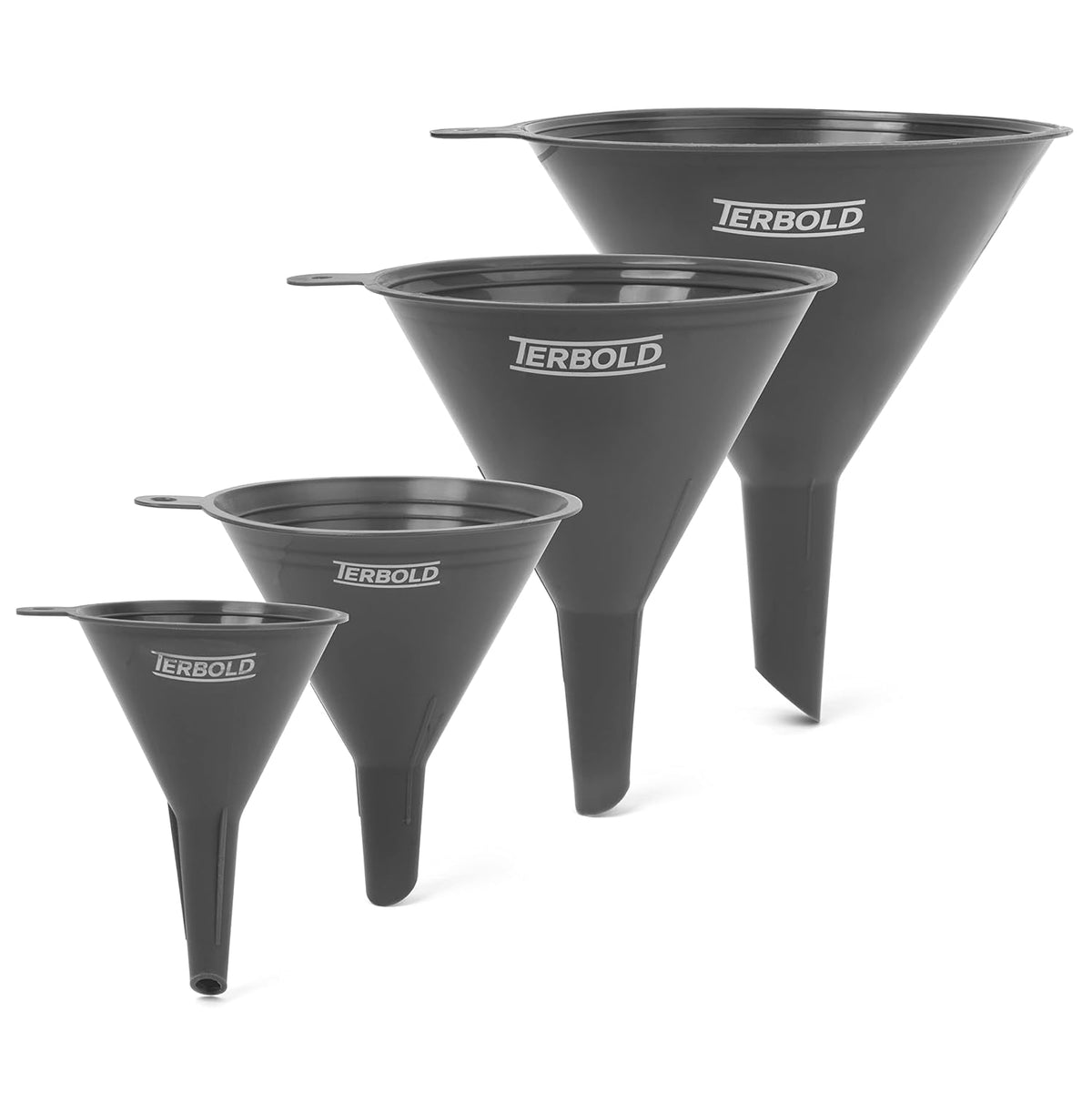 4pc Funnel Nesting Set in BPA Free Plastic for Kitchen Cooking, Car Oil, Home, or Lab Use (White)