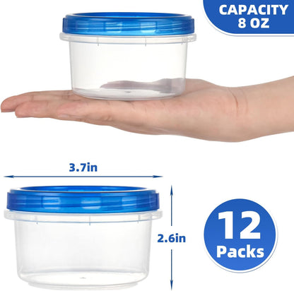 Heavy Duty Airtight Plastic Containers with Twist Top Lids, Stackable Freezer Containers for Lunch, Salad, Soup, Leftover, Ice Cream, BPA Free [6 Pack-32 oz]
