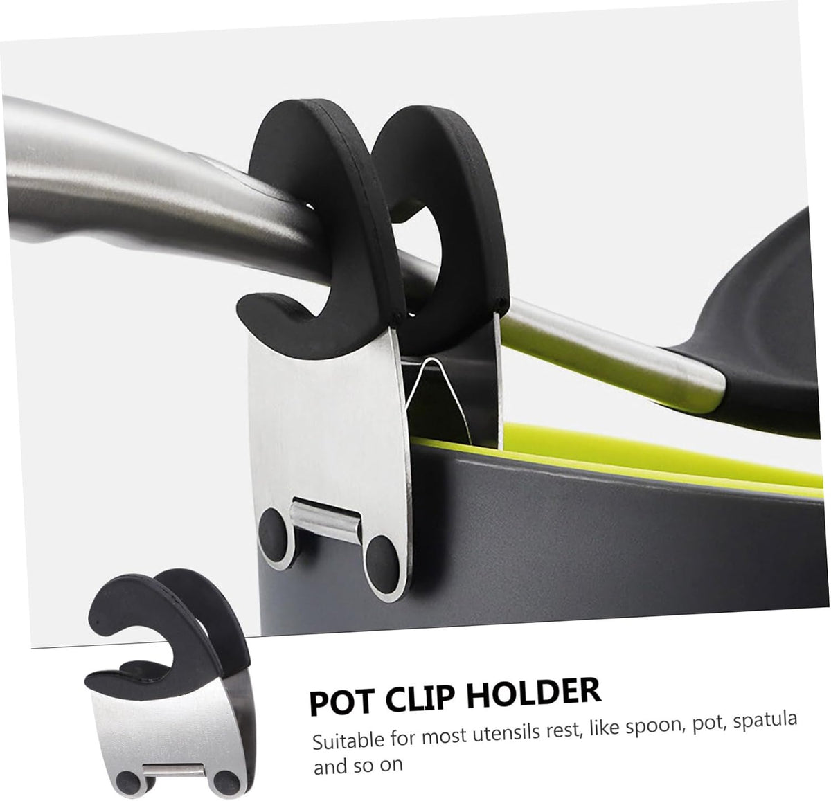 2Pcs Pot Clip Spoon Holder Grip Stainless Steel