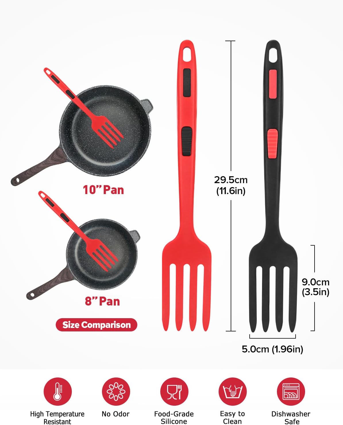 Large Silicone Flexible Cooking Fork, Non Stick Whisks for Mix Ingredients