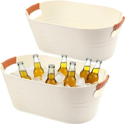 3 PCS 15.3 x 9 x 6 inches Black Metal Galvanized Tub with Handles, 3 Gallon Galvanized Beverage Tubs for Parties, Large Metal Drink Ice Buckets for Beer, Wine, Cocktails & Outdoor Events