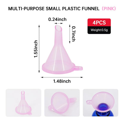 Mini Funnel 4-Pack for Lab Bottles, Sand Art, Perfume, Spice, Powder, Essential Oil, Recreational, Kitchen Food Grade Small Plastic (4colors)
