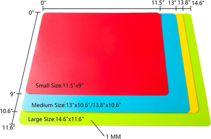 Flexible Cutting Board mats, Plastic Cutting Boards for Kitchen Cooking, Cutting board sheets for Meat and Vegetables, Dishwasher Safe Set of 4Pcs