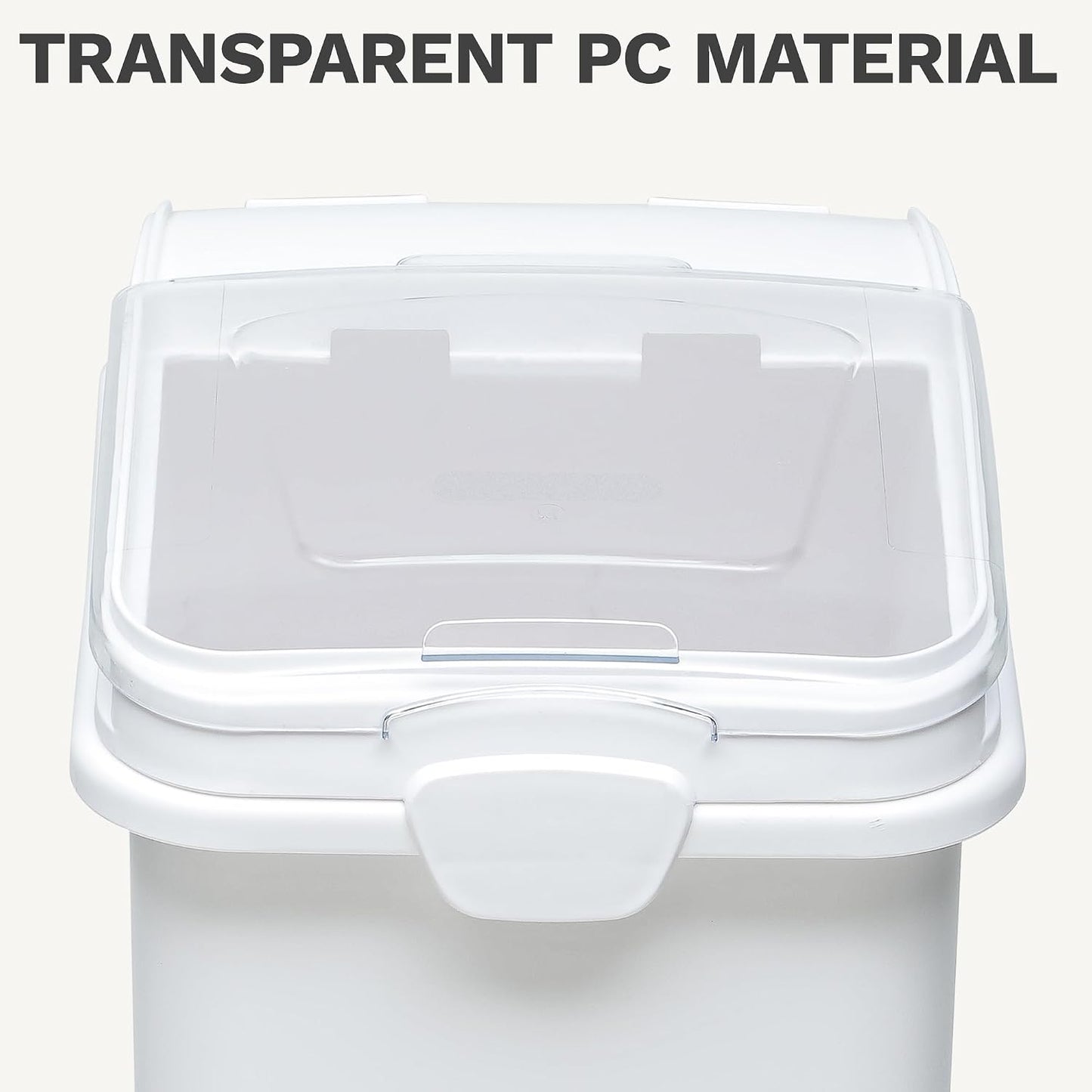 DWVO 21 Gal Large Ingredient Storage Bin, Flour Rice Food Storage Containers Bin with 500 Cups, Commercial Bins with 360° Wheels, Scoop and Lid for Kitchen, White