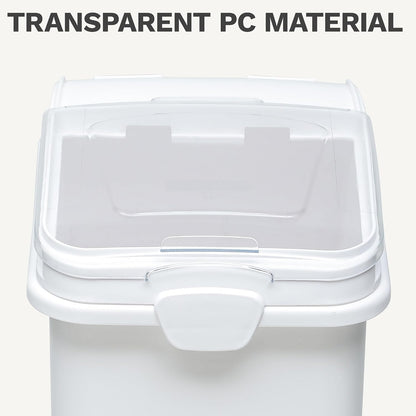 DWVO 21 Gal Large Ingredient Storage Bin, Flour Rice Food Storage Containers Bin with 500 Cups, Commercial Bins with 360° Wheels, Scoop and Lid for Kitchen, White