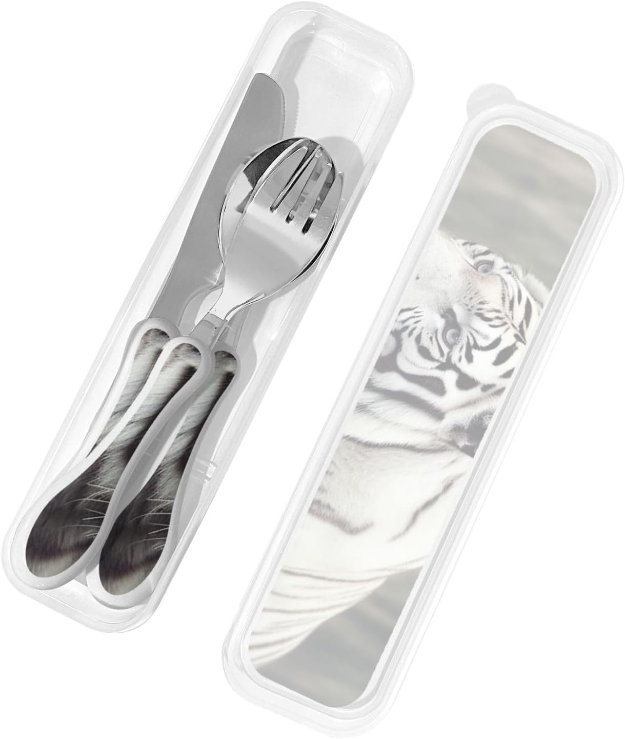 3-Piece Kids Silverware Set With Storage Case, Stainless Steel Reusable Children Safe Knife Spoon Fork Set Butterfly On Beautiful Flower Children Flatware Set For Kids Lunch Box