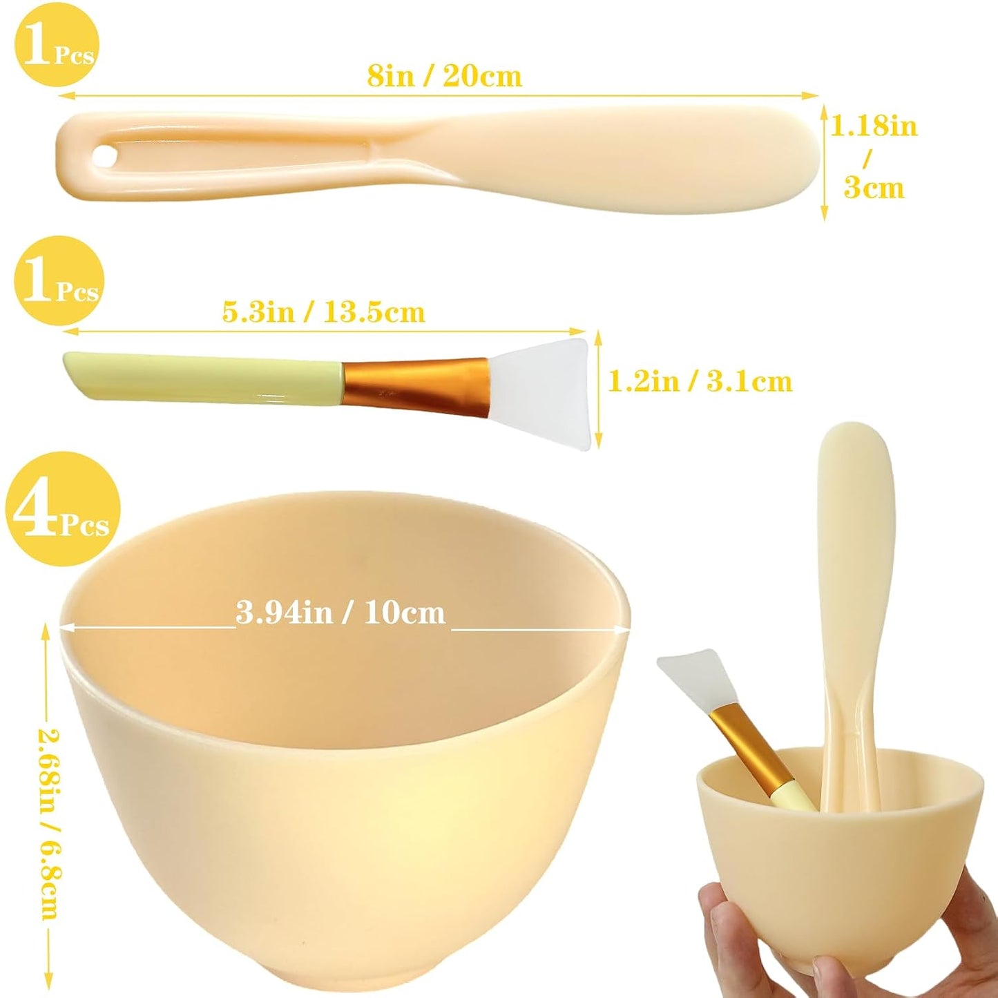6Pcs Silicone Mixing Bowls, Silicone Bowls for Facials, DIY Face Mask Mixing Bowl for Home Salon Spa Face Skin Applicator Bowl, Black