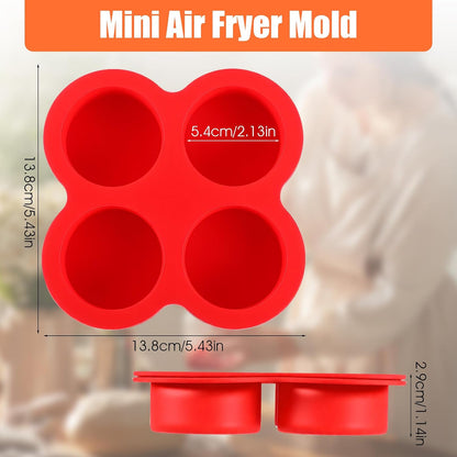 2 Pack Air Fryer Egg Bite Molds 4-Cups Silicone Egg Bite Molds Food Grade Round Muffin Pan Non-Stick Eggs Baking Pan for Baking Mini Muffins Eggs Bites Tart Mini Cupcake Quiche(Red)