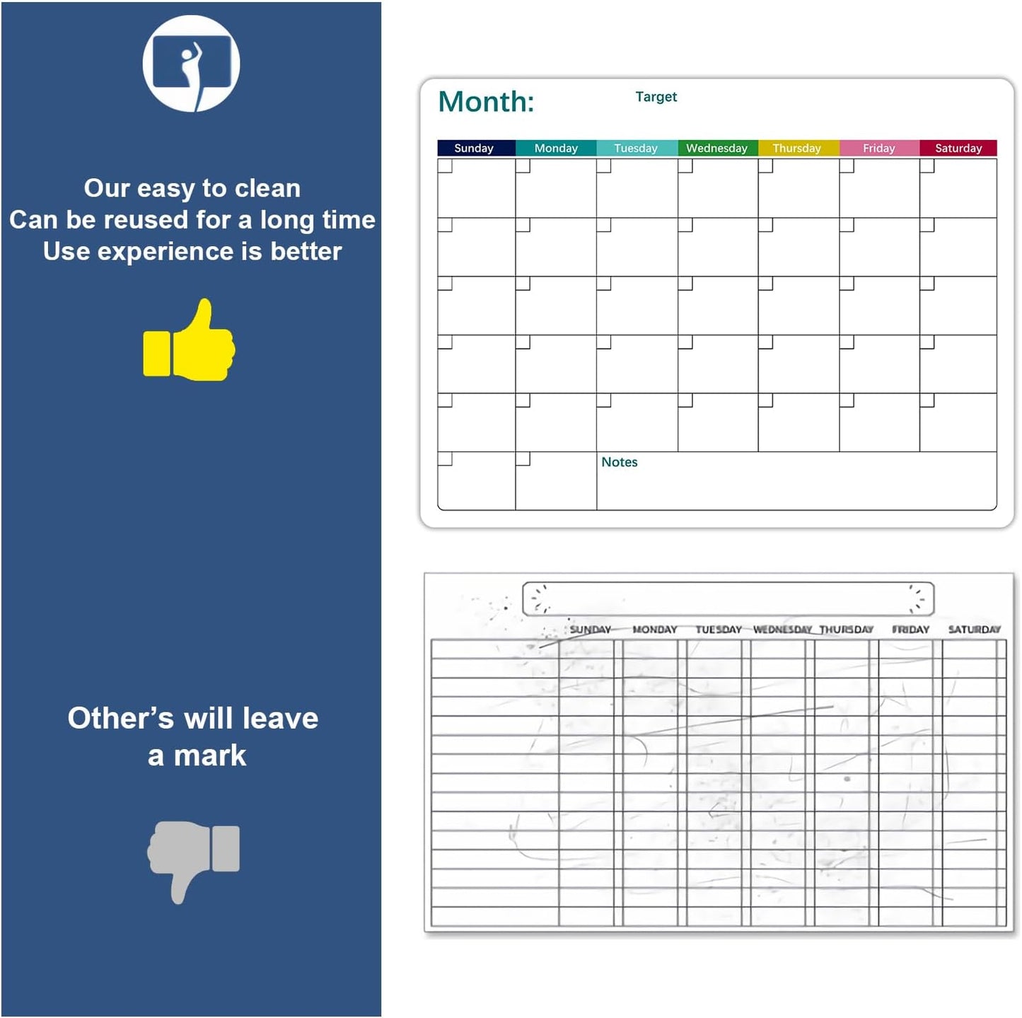 Magnetic Dry Erase Fridge Calendar Whiteboard Set,3 Pack 14.6" x 11" Reusable Refrigerator Calendar for Fridge & Wall-Monthly, Weekly,Daily Planners Refrigerator White Board with 5 Markers and Eraser