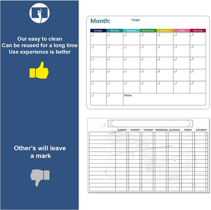 Magnetic Dry Erase Fridge Calendar Whiteboard Set,3 Pack 14.6" x 11" Reusable Refrigerator Calendar for Fridge & Wall-Monthly, Weekly,Daily Planners Refrigerator White Board with 5 Markers and Eraser
