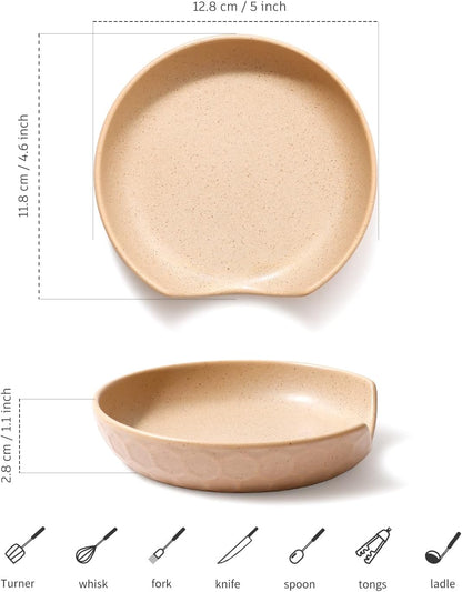 Ceramic Spoon Rest with Egg Cracker, Reactive Glaze Blue