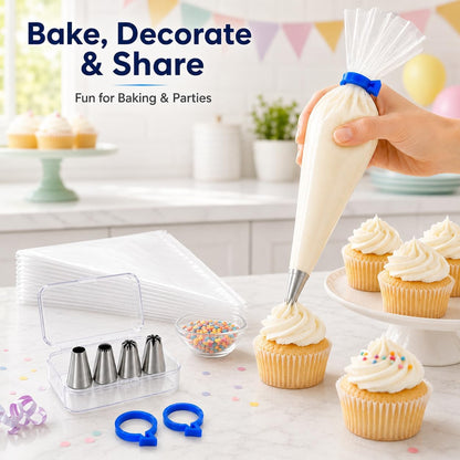 icing bags and tips set pastry bags and tips cake piping kit icing piping kit piping bags and tips set cupcake decorating kit frosting piping kit cake decorating kit 12inch 100count set
