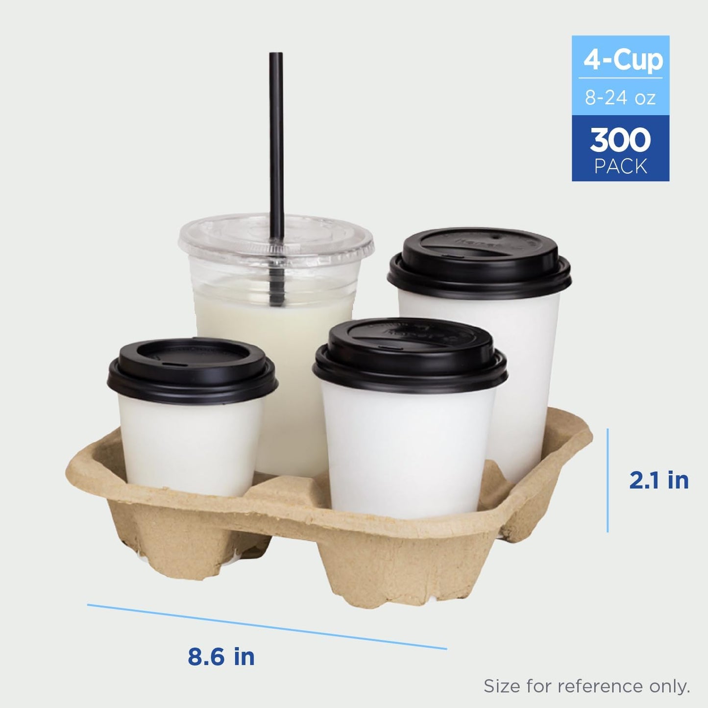 Karat Disposable Drink Carrier | 300 Pack | 4-Cup Molded Fiber Drink Carrier Tray (8-32 oz Cups) Sturdy, Easy to Carry for Business