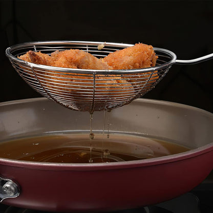 IQCWOOD Spider Strainer with Wood Handle - 5.5 Inch Fryer Scoop