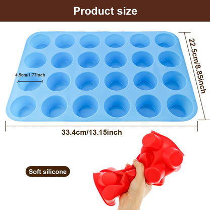 2 Pack 24 Cups Food Grade Silicone Muffin Pan Non-Sticky Silicone Muffin Pan Dishwasher Safe, Muffin Molders Baking Pan for Making Muffin Cakes, Fat Bombs, Tart, Bread