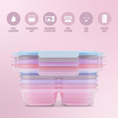 Ello Snap & Nest 10-Piece 4.5 Cup Plastic Meal Prep Set, Reusable Food Containers for Healthy Eating, Freezer, Dishwasher Safe, Berry Fields