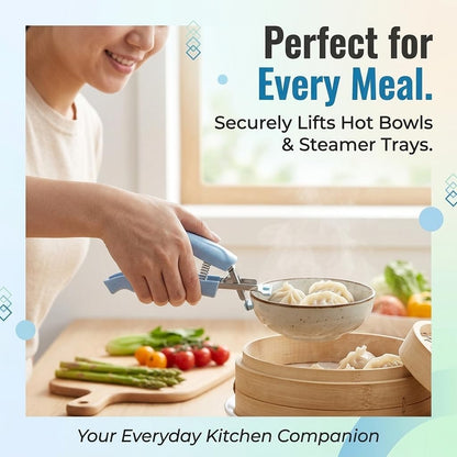 Anti Scald Plate Gripper and Thick Silicone Pinch Mitts Set, Hot Bowl Holder Retriever Tongs, Heat Resistant Oven Gloves Clip for Moving Hot Dishes