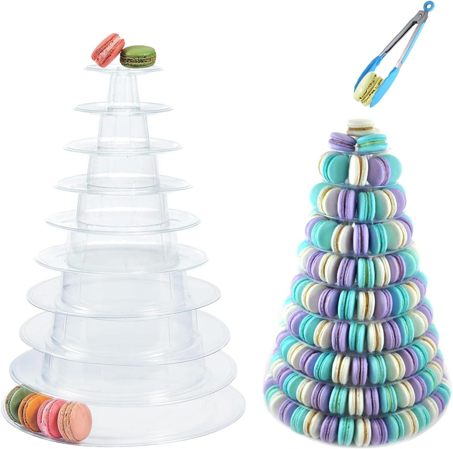 3 Tiers Round Cupcake Stand, Acrylic Cake Tower Stand Holder Macaron Display Rack Cookie Candy Buffet Desserts Platter with Base for Baby Shower, Birthday Party, Wedding, Party (3-Tiers with Base)