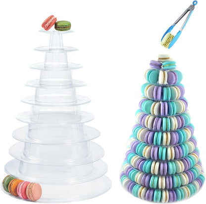 3 Tiers Round Cupcake Stand, Acrylic Cake Tower Stand Holder Macaron Display Rack Cookie Candy Buffet Desserts Platter with Base for Baby Shower, Birthday Party, Wedding, Party (3-Tiers with Base)
