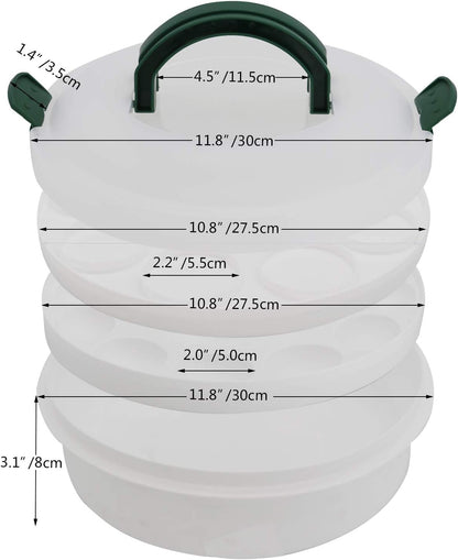 10 Inch Portable Pie Carrier with Lid and Tray 3-In-1 Round Cupcake Container Egg Holder Muffin Tart Cookie Keeper Food (Green)