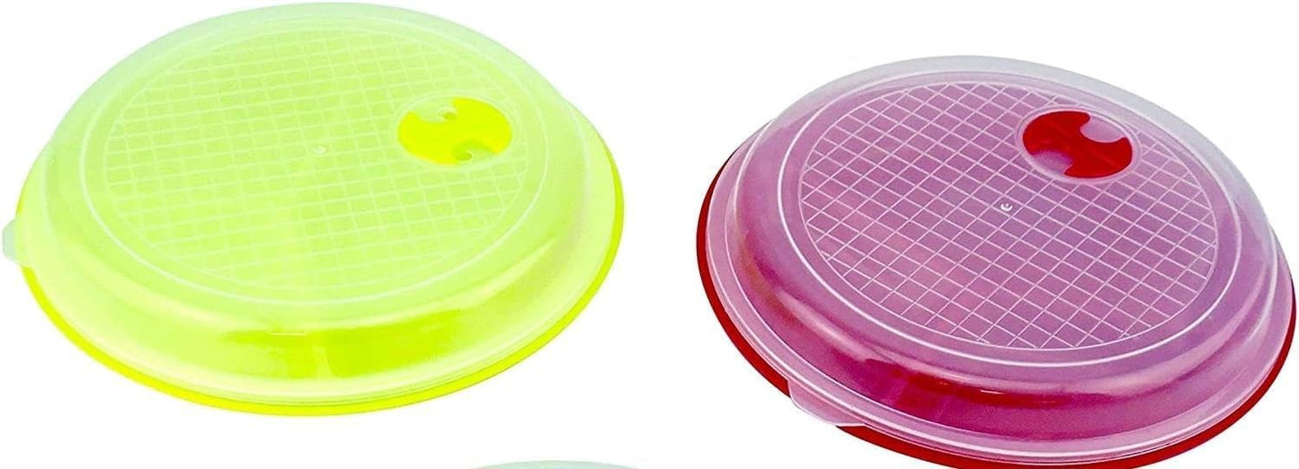 3 pack- Microwave Food Storage Travel Tray Containers - Portion Control - 3 Section Compartment Divided Plates with Vented Lid For Easy Reheat (3, Red)