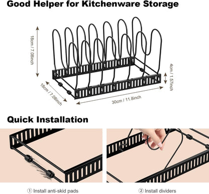 Housolution 2 Pack Pot and Pan Lid Organizer Holder Storage Rack, Black